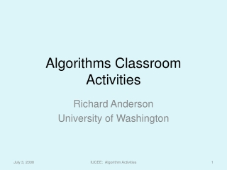Algorithms Classroom Activities
