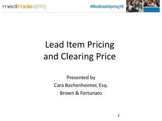 Lead Item Pricing and Clearing Price