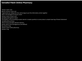 Estradiol Patch Online Pharmacy