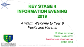 KEY STAGE 4 INFORMATION EVENING 2019