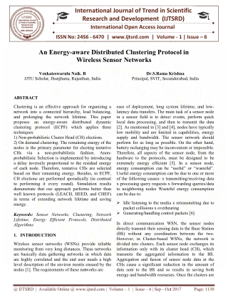 An Energy aware Distributed Clustering Protocol in Wireless Sensor Network