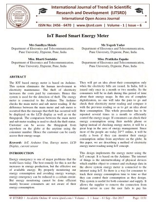 IoT Based Smart Energy Meter