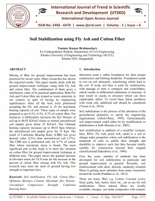 Soil Stabilization using Fly Ash and Cotton Fiber