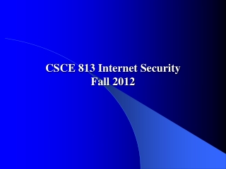 CSCE 813 Internet Security Fall 2012