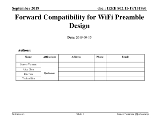 Forward Compatibility for WiFi Preamble Design