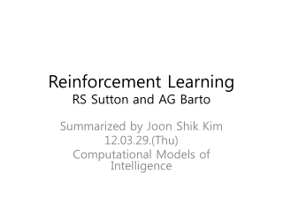 Reinforcement Learning RS Sutton and AG Barto