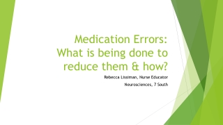 Medication Errors: What is being done to reduce them &amp; how?