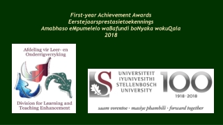 First-year Achievement Awards Eerstejaarsprestasietoekennings