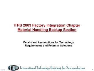 ITRS 2003 Factory Integration Chapter Material Handling Backup Section