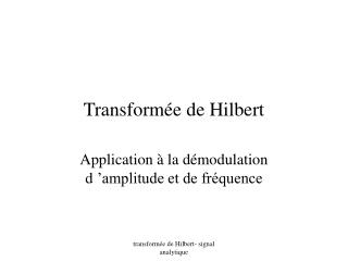 Transformée de Hilbert