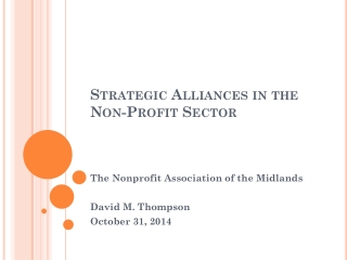 Strategic Alliances in the Non-Profit Sector