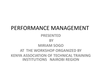 PERFORMANCE MANAGEMENT