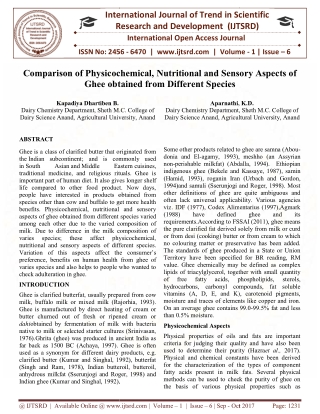 Comparison of Physicochemical, Nutritional and Sensory Aspects of Ghee obtained from Different Species