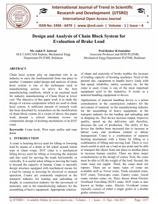 Design and Analysis of Chain Block System for Evaluation of Brake Load