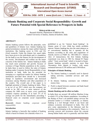 Islamic Banking and Corporate Social Responsibility Growth and Future Potential with Special Reference to Prospects in I