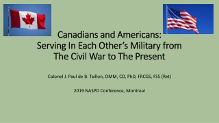 Canadians and Americans: Serving In Each Other’s Military from The Civil War to The Present