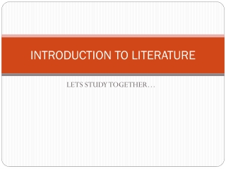 INTRODUCTION TO LITERATURE