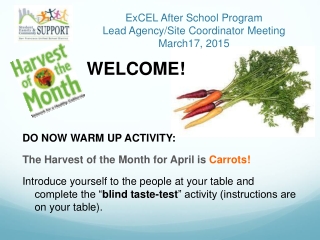 ExCEL After School Program Lead Agency/Site Coordinator Meeting March17, 2015