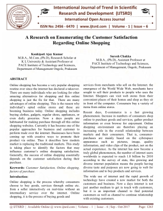 A Research on Enumerating the Customer Satisfaction Regarding Online Shopping in Andhra Pradesh