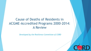 Cause of Deaths of Residents in ACGME-Accredited Programs 2000-2014: A Review