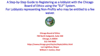 Chicago Board of Ethics 740 North Sedgwick, Suite 500 Chicago, IL 60654 312-744-9660