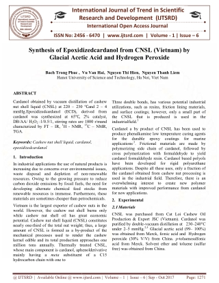 Synthesis of Epoxidizedcardanol from CNSL Vietnam by Glacial Acetic Acid and Hydrogen Peroxide