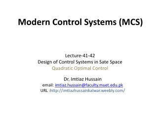 Modern Control Systems (MCS)