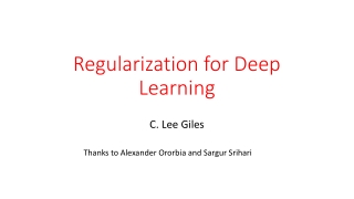 Regularization for Deep Learning
