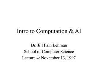 Intro to Computation &amp; AI