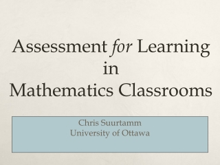 Assessment for Learning in Mathematics Classrooms