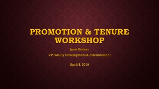 Promotion &amp; Tenure workshop