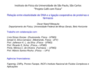 Instituto de Física da Universidade de São Paulo, São Carlos “ Projeto Café com Física ”