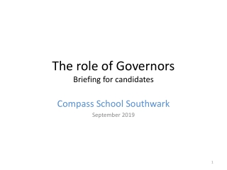 The role of Governors Briefing for candidates