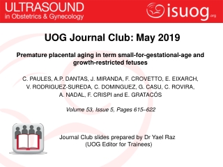 UOG Journal Club: May 2019