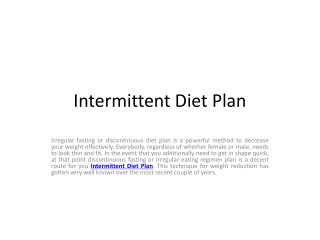 Intermittent Diet Plan