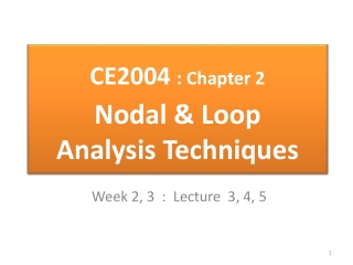 CE2004 : Chapter 2 Nodal &amp; Loop Analysis Techniques