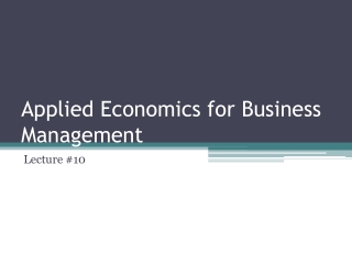 Applied Economics for Business Management