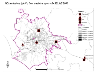 NOx emissions (g/m 2 /s) from waste transport – BASELINE 2008