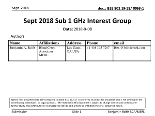 Sept 2018 Sub 1 GHz Interest Group