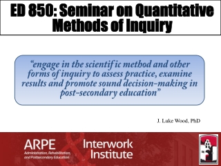 ED 850: Seminar on Quantitative Methods of Inquiry