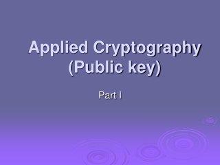 Applied Cryptography (Public key)
