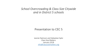 Citywide average HS class sizes stayed the same per class; and remain far above C4E goals