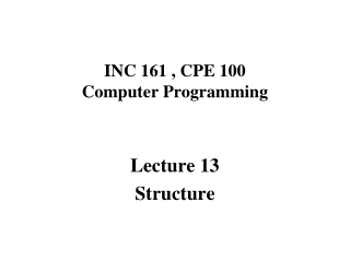 INC 161 , CPE 100 Computer Programming