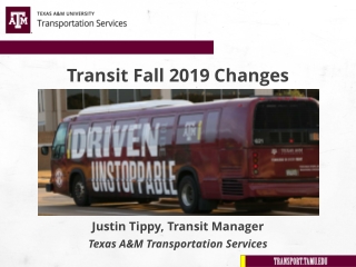 Transit Fall 2019 Changes