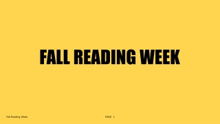 Fall READING WEEK