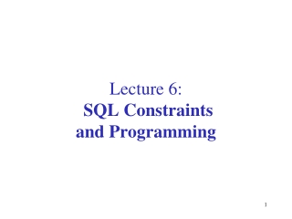 Lecture 6: SQL Constraints and Programming