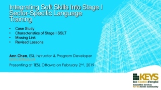 Integrating Soft Skills Into S tage I Sector-Specific Language Training