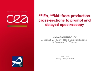 243 Es, 249 Md: from production cross-sections to prompt and delayed spectroscopy