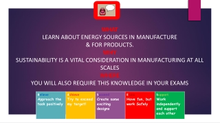 WHAT LEARN ABOUT ENERGY SOURCES IN MANUFACTURE &amp; FOR PRODUCTS. WHY