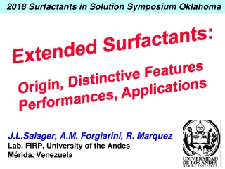 J.L.Salager , A.M. Forgiarini , R. Marquez Lab. FIRP, University of the Andes Mérida, Venezuela